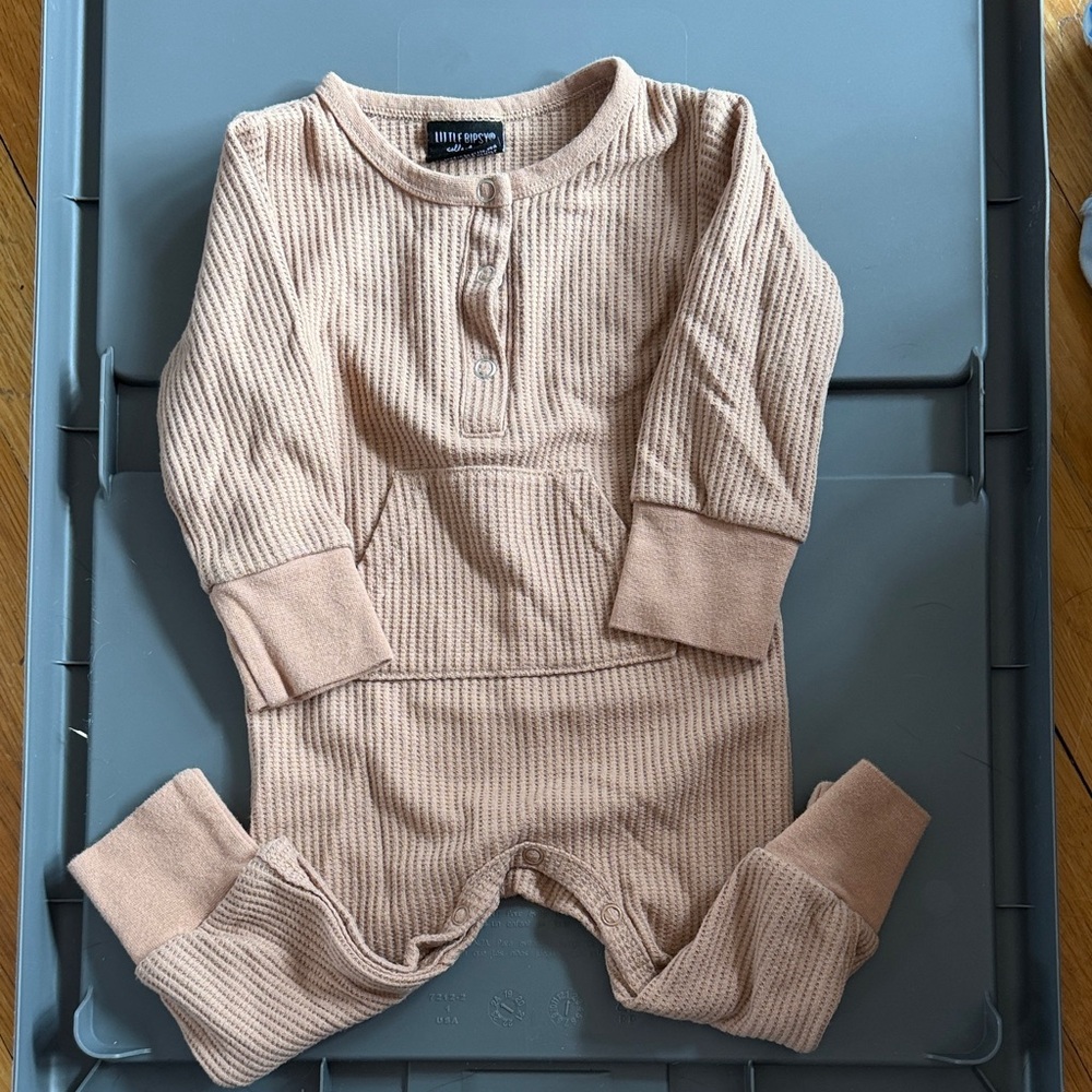 Little Bipsy Ribbed Baby Onesie in Tan